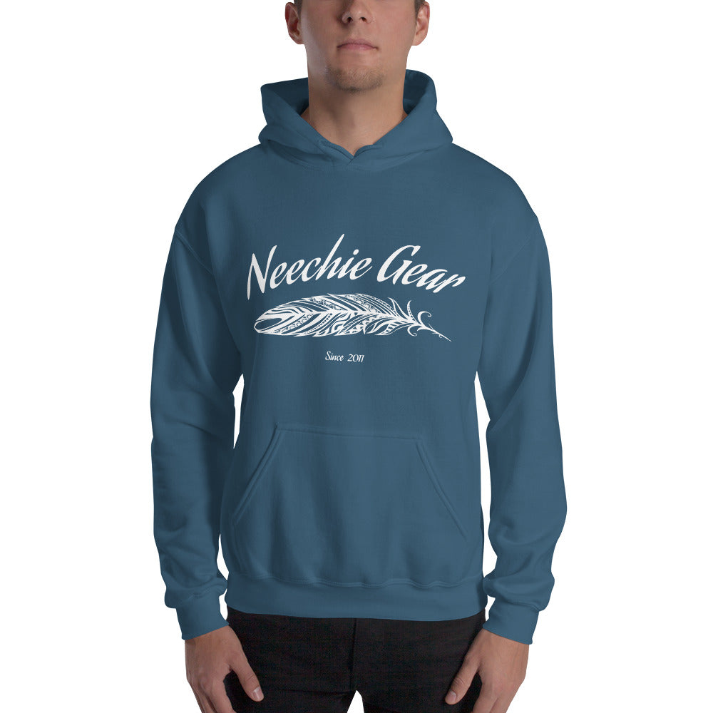 Jersey hoodie with feather print discount
